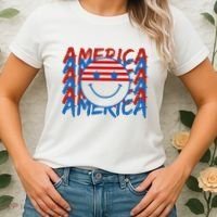 4th Of July Festive Holiday Smiley Face Women's T-Shirt thumb 2