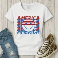 4th Of July Festive Holiday Smiley Face Women's T-Shirt thumb 3