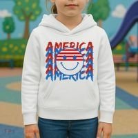 4th Of July Festive Holiday Smiley Face Kids Hoodie thumb 3