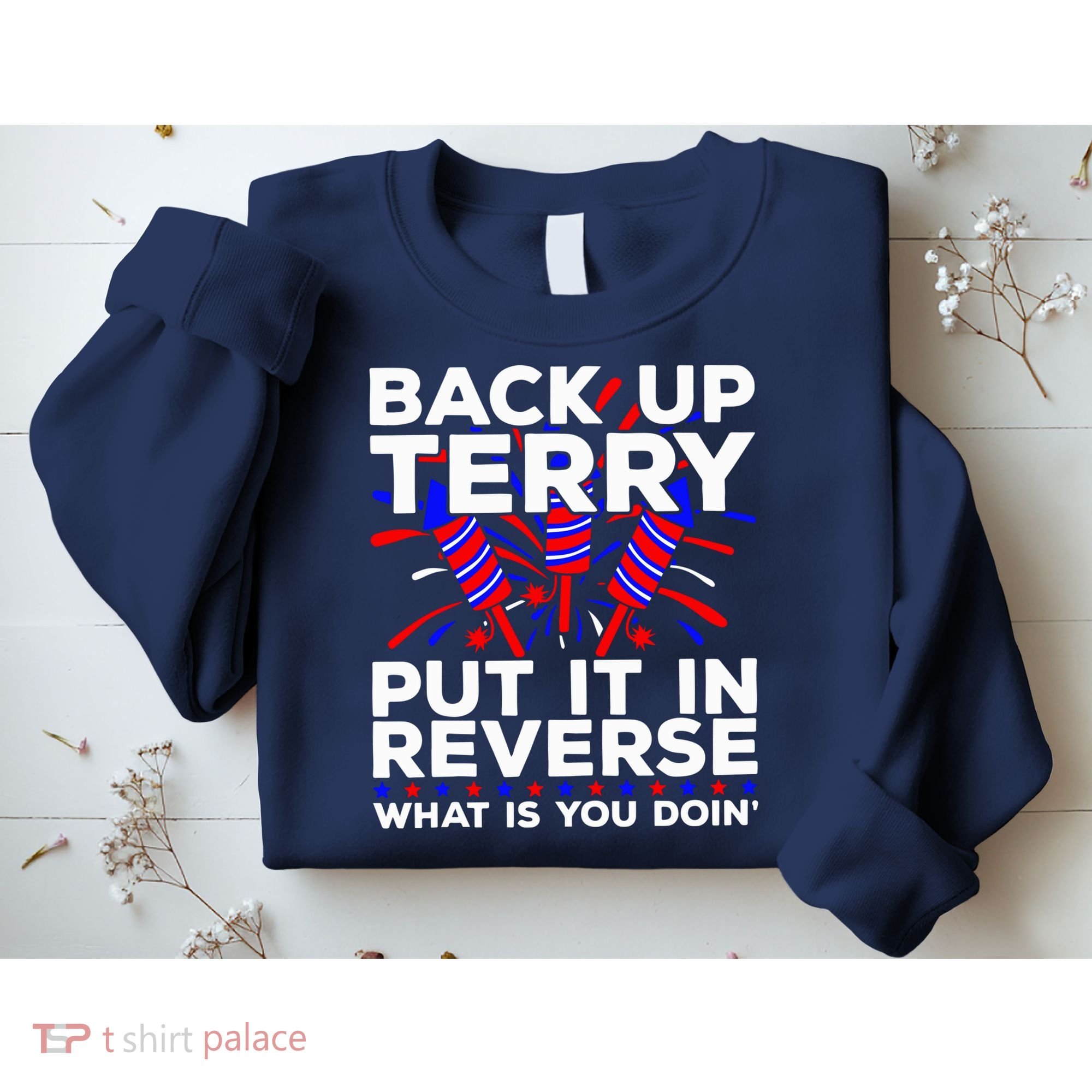 Back it Up Terry Put It In Reverse July 4th Fireworks Terry Sweatshirt