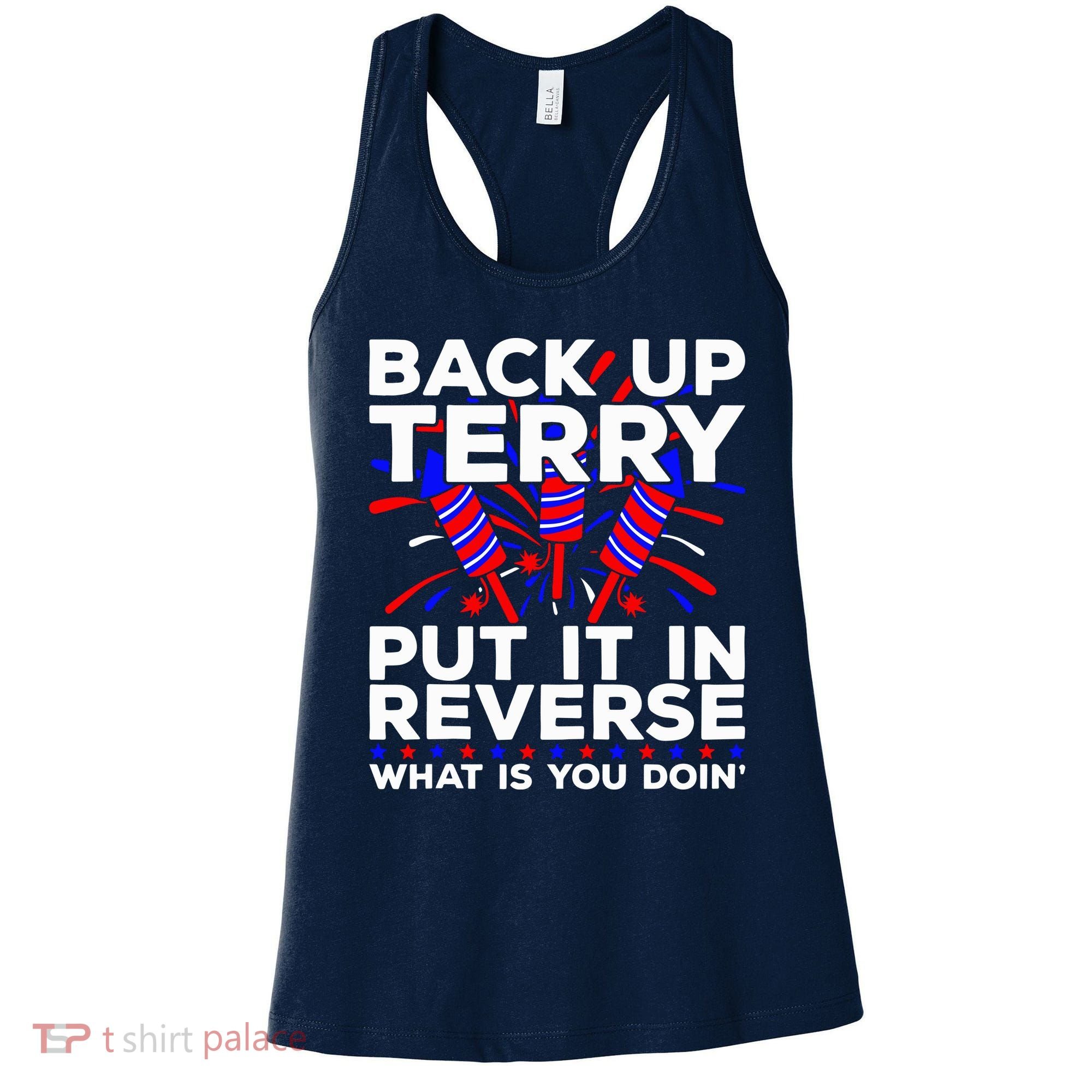 Back it Up Terry Put It In Reverse July 4th Fireworks Terry Women's Tank Top