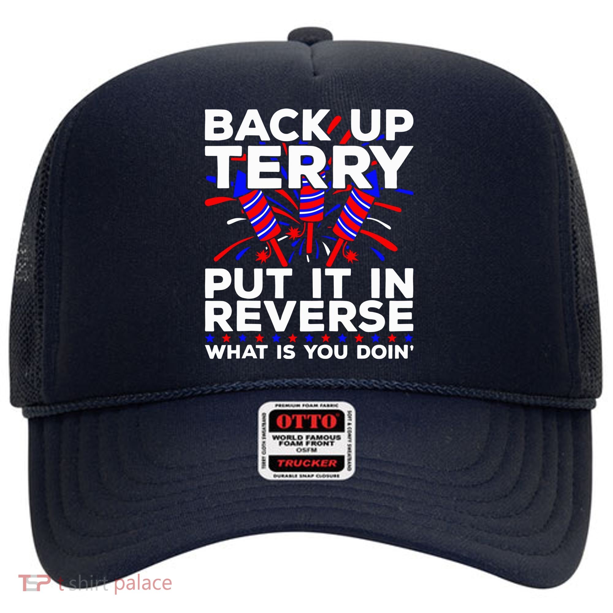 Back it Up Terry Put It In Reverse July 4th Fireworks Terry Hat