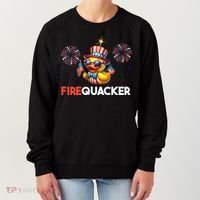 4th Of July Cute Duck Firequacker Patriotic Funny Women's Sweatshirt thumb 0