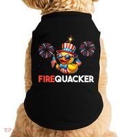 4th Of July Cute Duck Firequacker Patriotic Funny Doggie Tank thumb 0