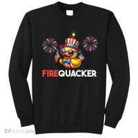 4th Of July Cute Duck Firequacker Patriotic Funny Sweatshirt thumb 0