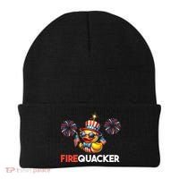 4th Of July Cute Duck Firequacker Patriotic Funny Beanie thumb 0