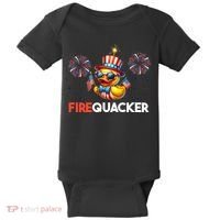 4th Of July Cute Duck Firequacker Patriotic Funny Baby Bodysuit thumb 0