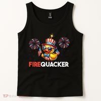 4th Of July Cute Duck Firequacker Patriotic Funny Tank Top thumb 2