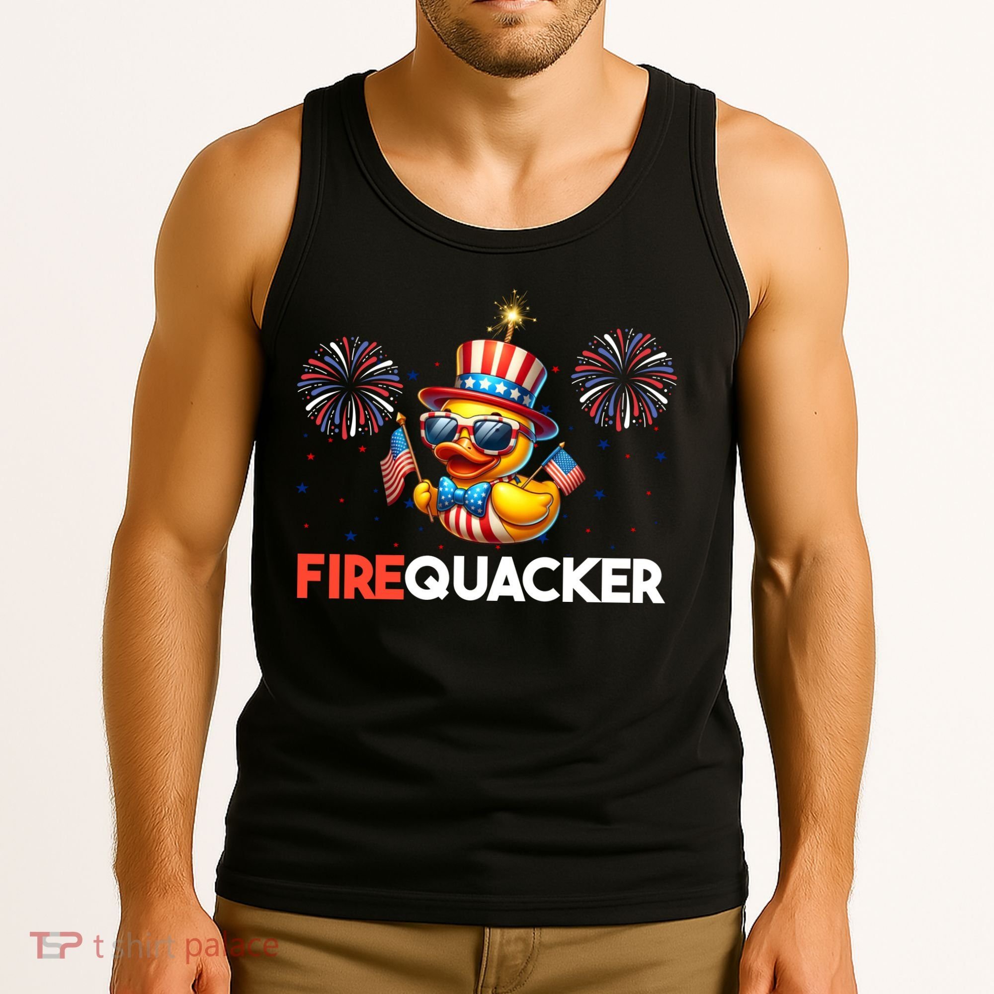 4th Of July Cute Duck Firequacker Patriotic Funny Tank Top