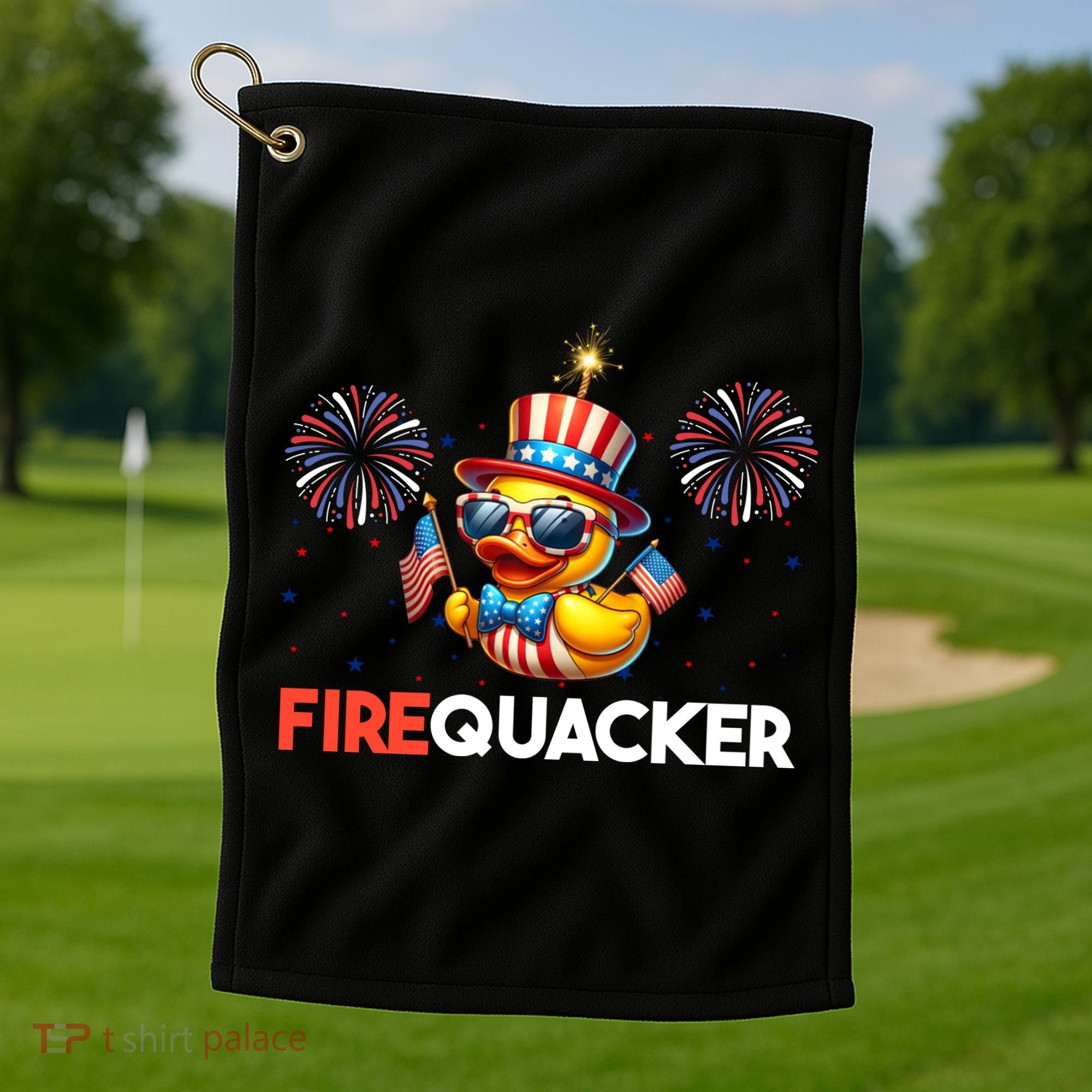 4th Of July Cute Duck Firequacker Patriotic Funny Golf Towel