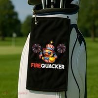 4th Of July Cute Duck Firequacker Patriotic Funny Golf Towel thumb 2