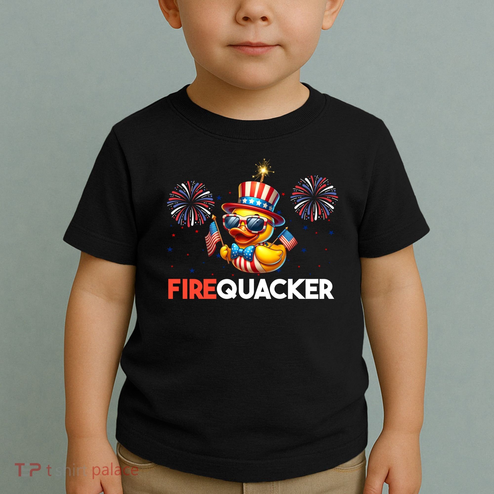 4th Of July Cute Duck Firequacker Patriotic Funny Toddler T-Shirt