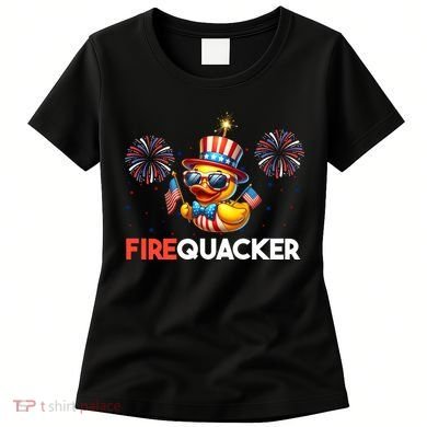 4th Of July Cute Duck Firequacker Patriotic Funny Women's T-Shirt