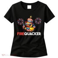 4th Of July Cute Duck Firequacker Patriotic Funny Women's T-Shirt thumb 0