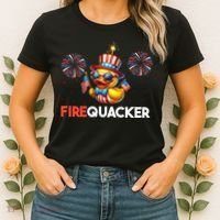 4th Of July Cute Duck Firequacker Patriotic Funny Women's T-Shirt thumb 2