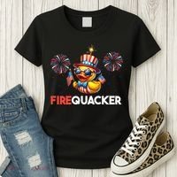 4th Of July Cute Duck Firequacker Patriotic Funny Women's T-Shirt thumb 3