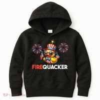 4th Of July Cute Duck Firequacker Patriotic Funny Kids Hoodie thumb 0