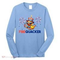 4th Of July Cute Duck Firequacker Patriotic Funny Long Sleeve Shirt thumb 0