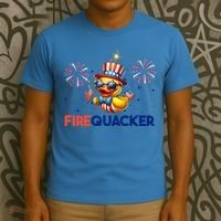 4th Of July Cute Duck Firequacker Patriotic Funny T-Shirt thumb 3