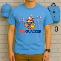 4th Of July Cute Duck Firequacker Patriotic Funny T-Shirt thumb 5