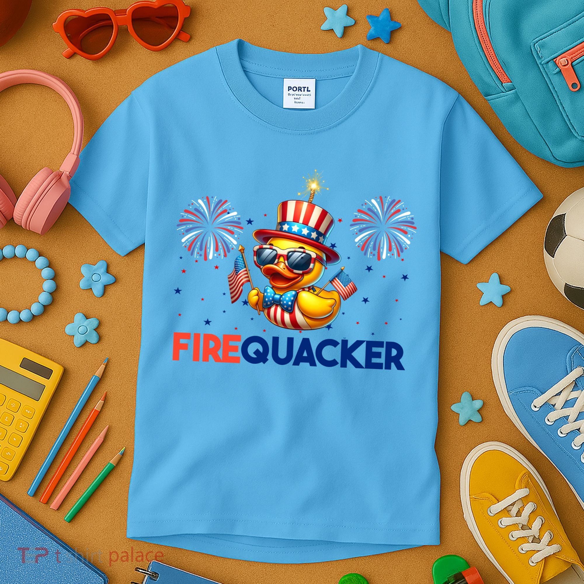 4th Of July Cute Duck Firequacker Patriotic Funny Kids T-Shirt