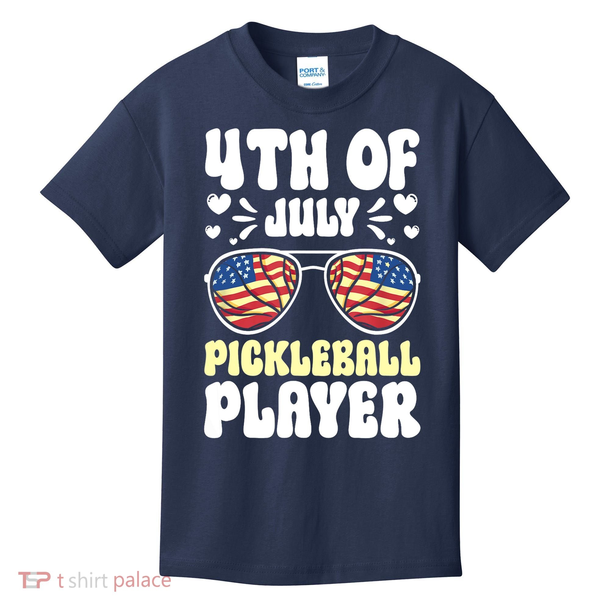 4th Of July Pickleball Player Kids T-Shirt