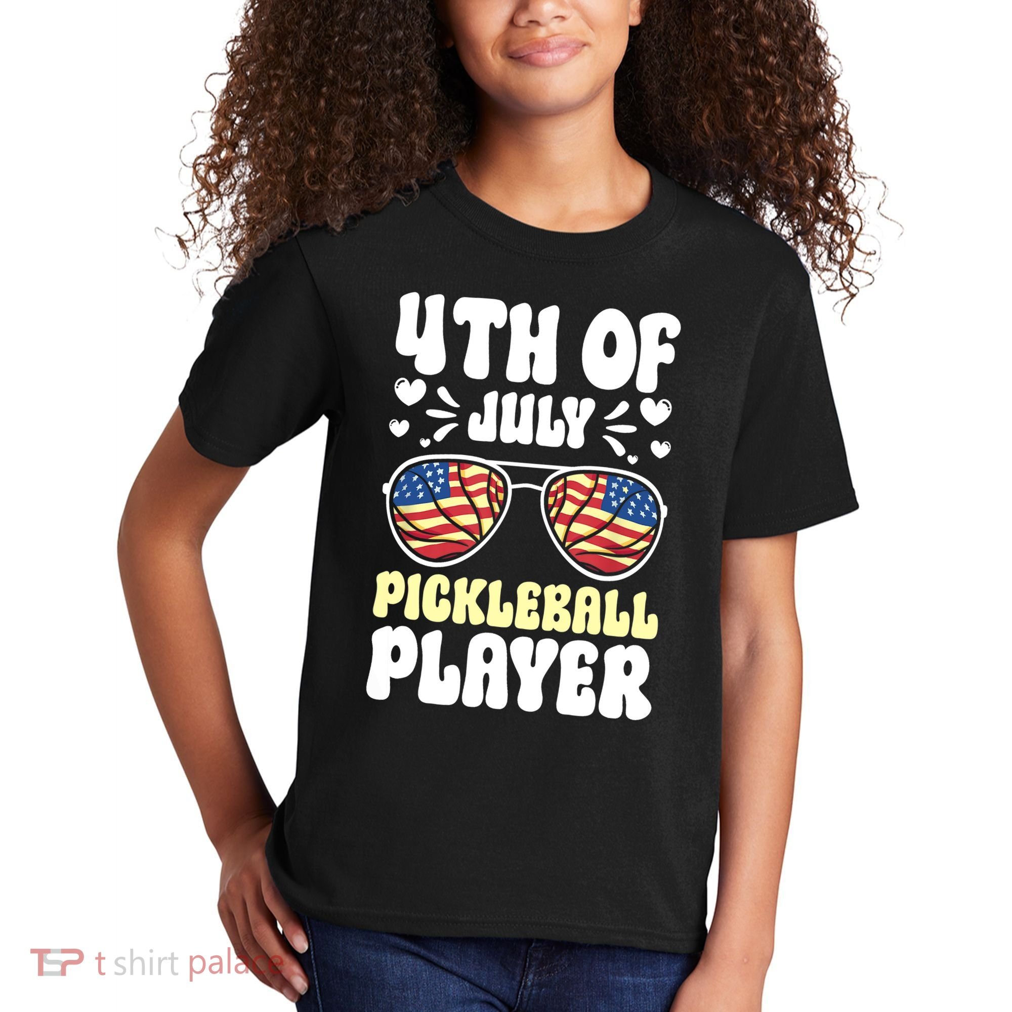 4th Of July Pickleball Player Kids T-Shirt