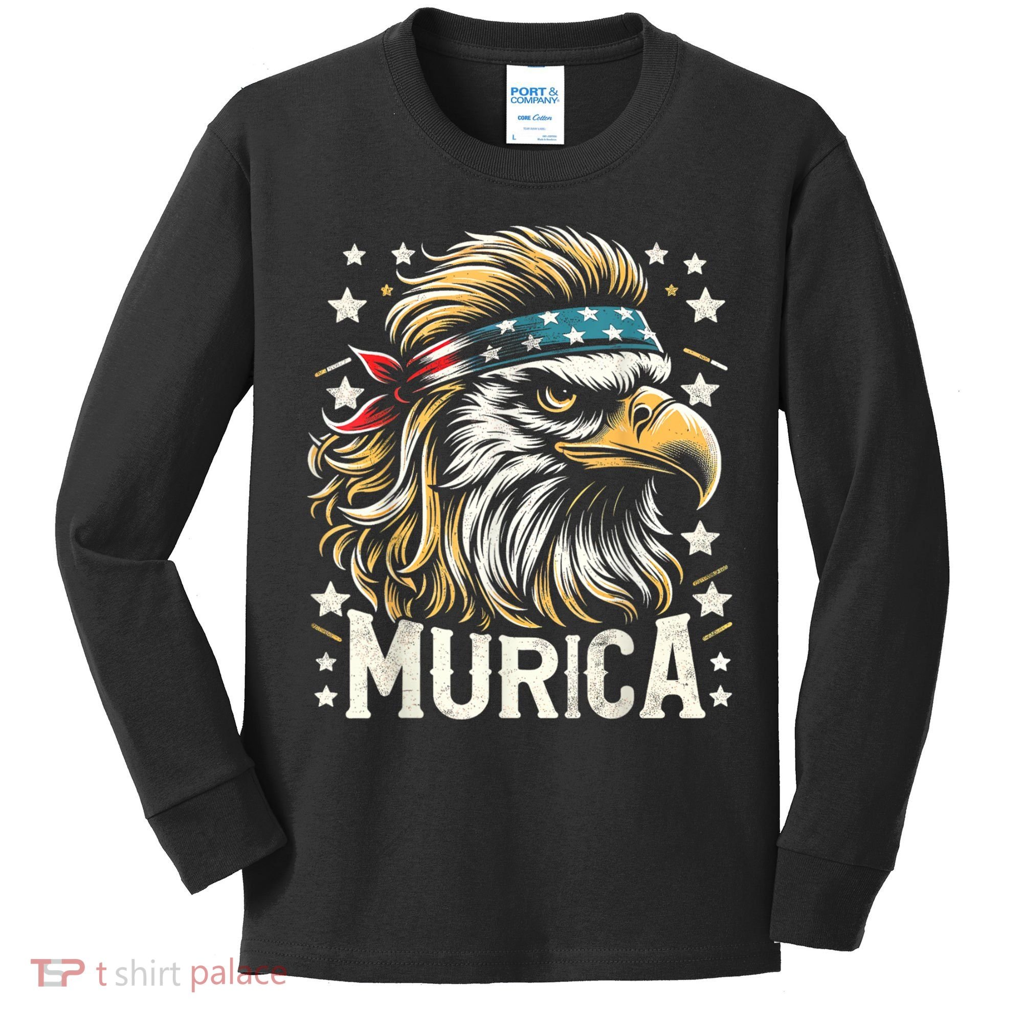 4th Of July Bald Eagle Mullet Murica Usa Usa Merica Kids Long Sleeve Shirt