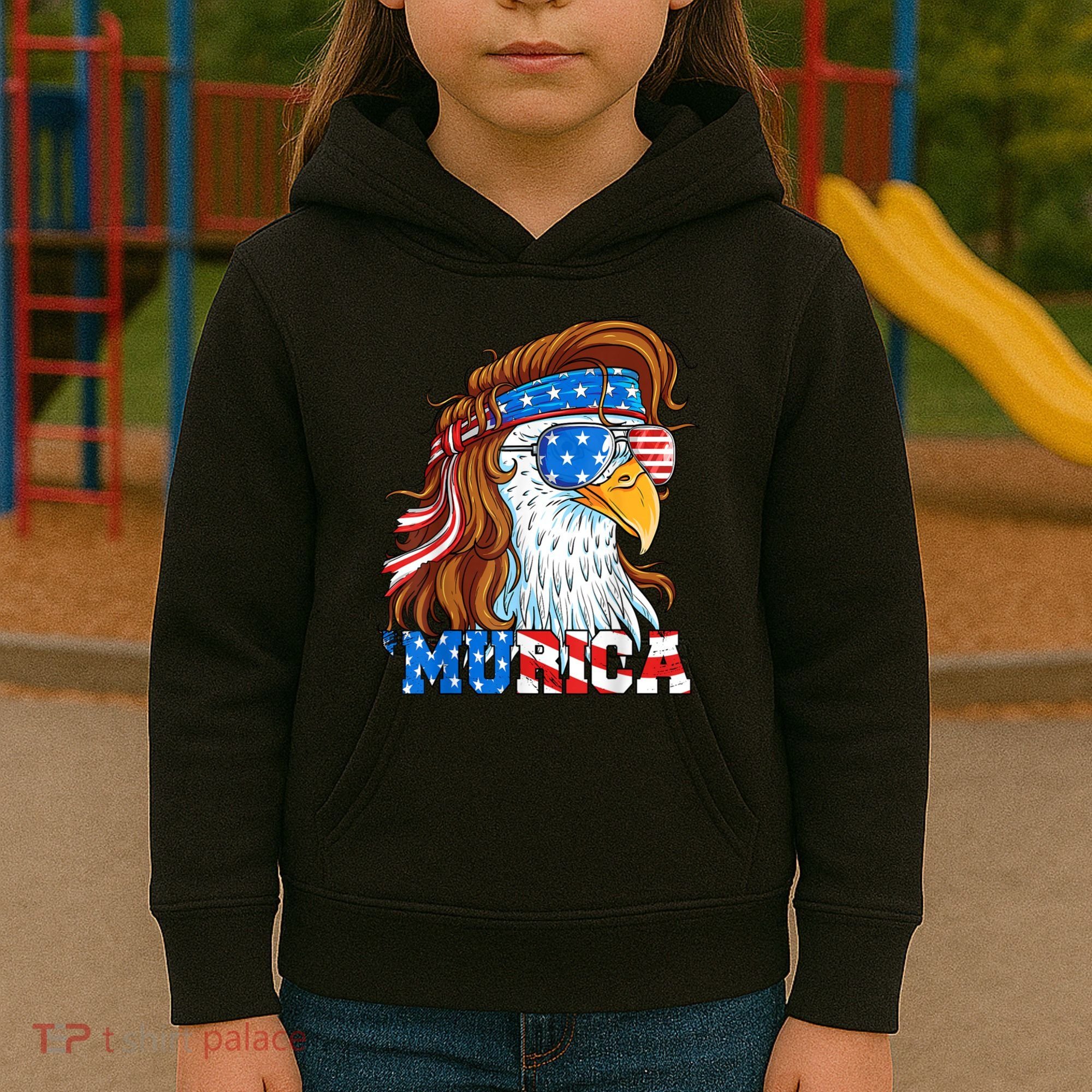 4th Of July Bald Eagle Mullet Murica Usa Usa Merica Kids Hoodie