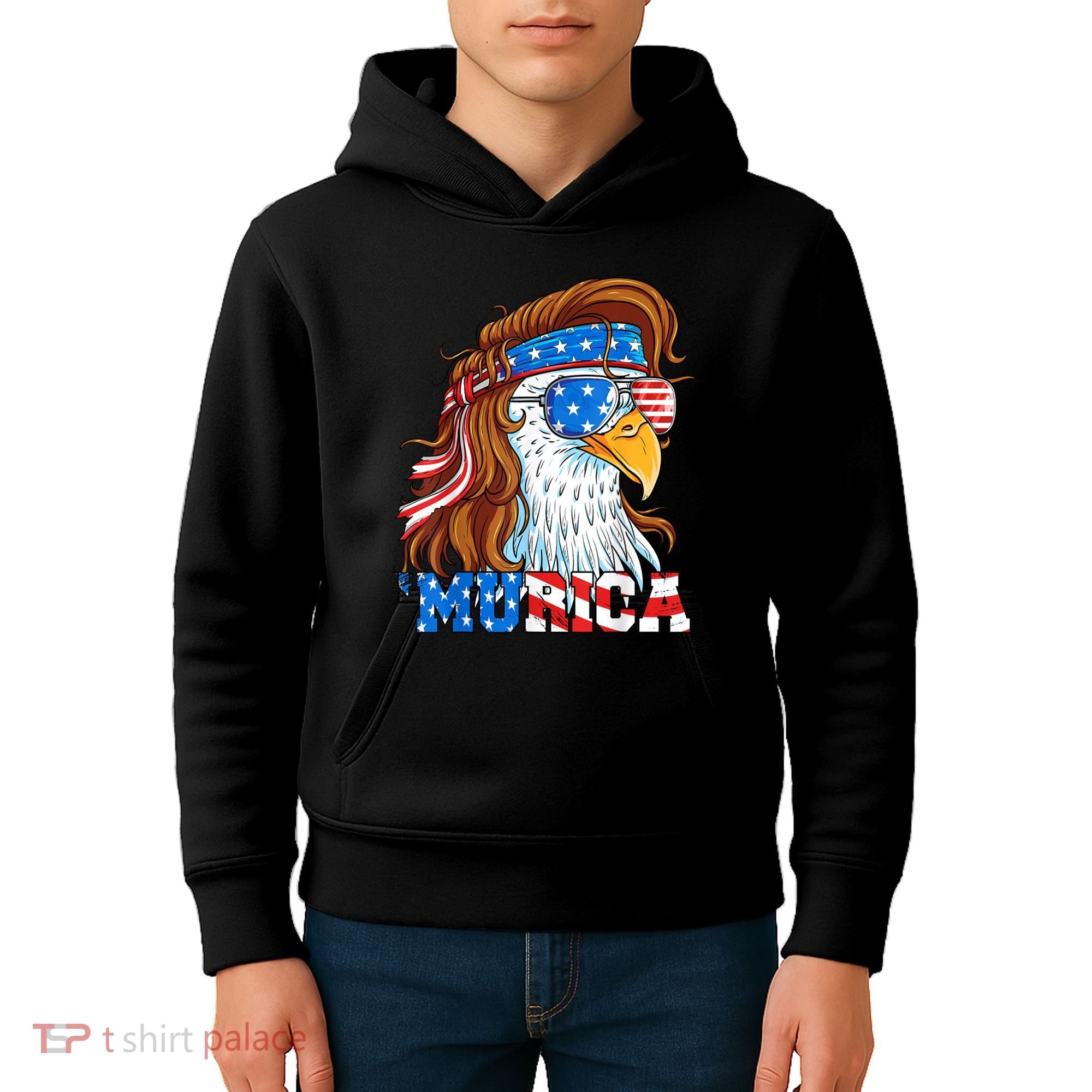 4th Of July Bald Eagle Mullet Murica Usa Usa Merica Kids Hoodie
