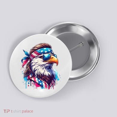 4th Of July Bald Eagle Mullet Murica Usa Usa Merica Button