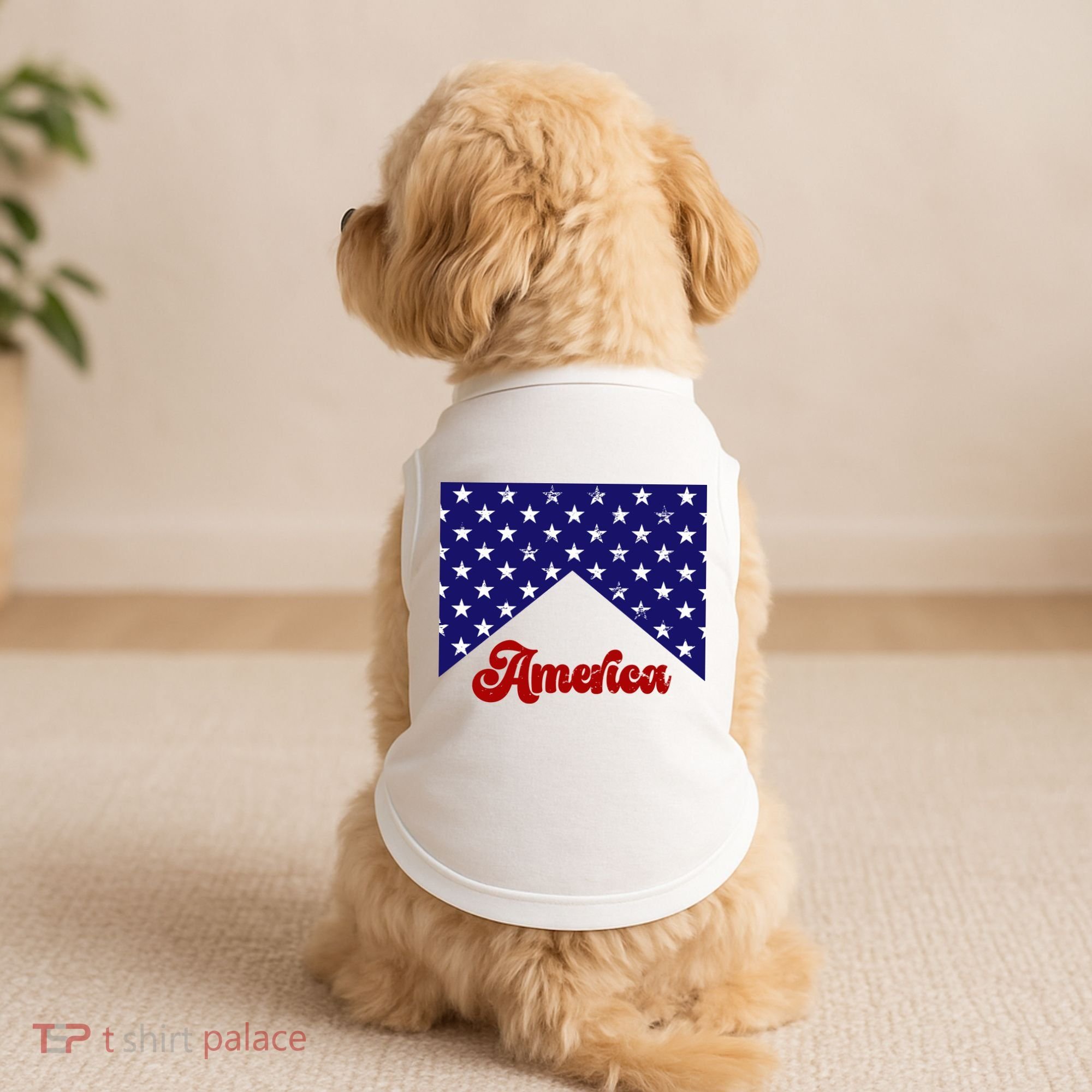 4th Of July Independence Day America Retro Pattern Doggie Tank