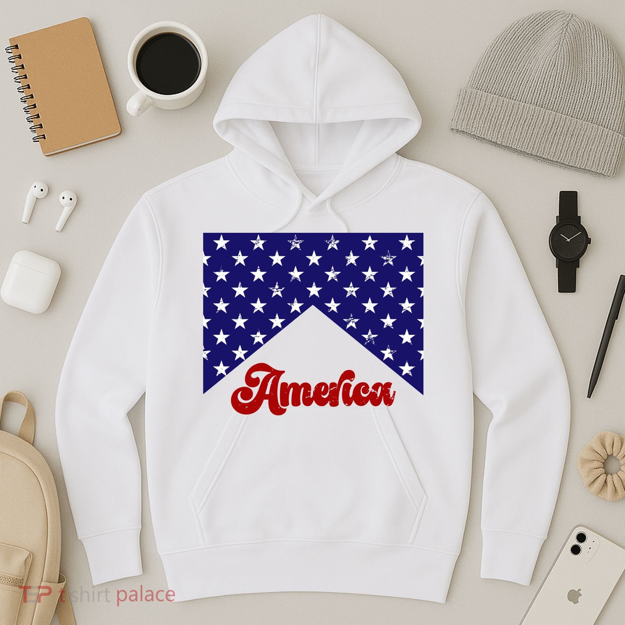 4th Of July Independence Day America Retro Pattern Hoodie