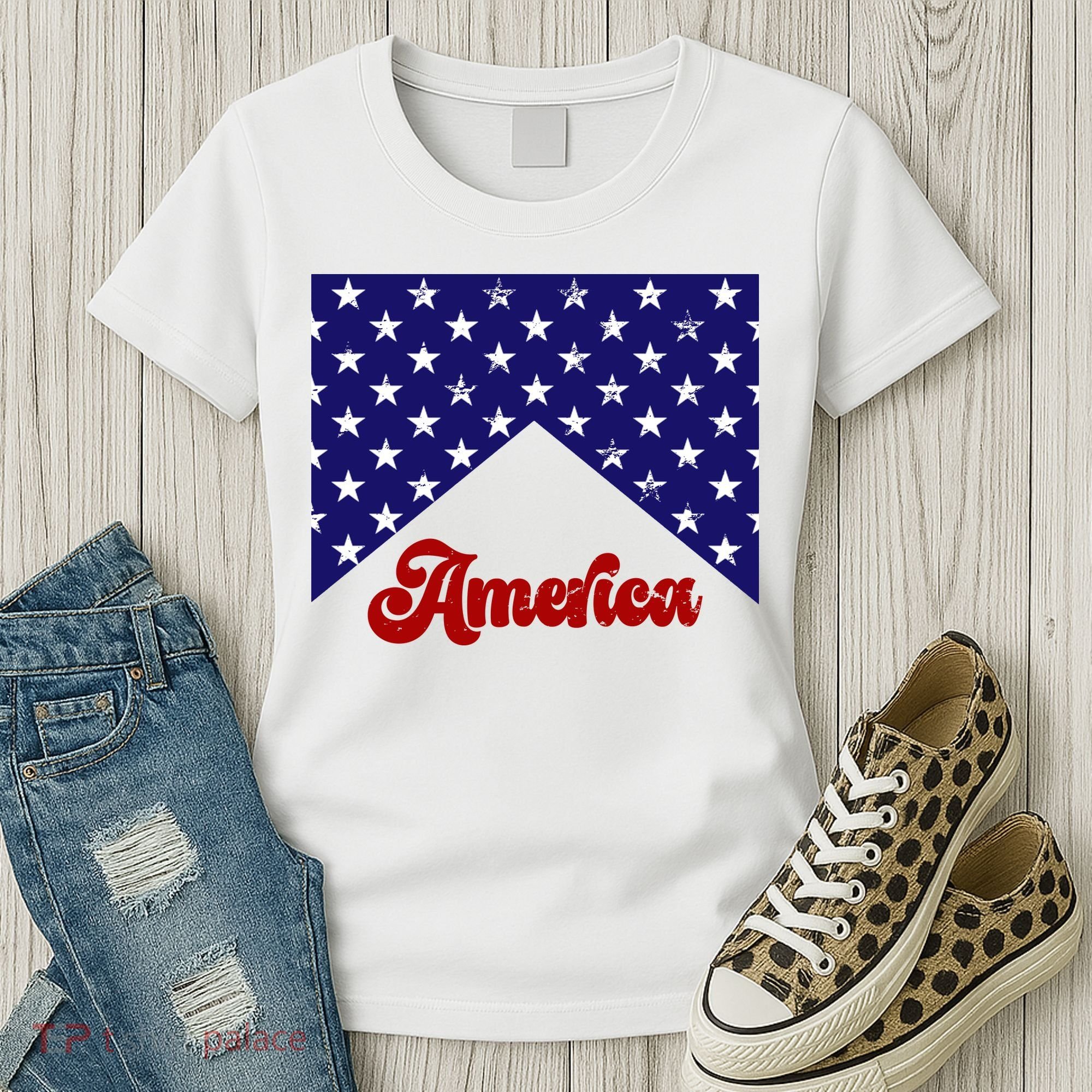 4th Of July Independence Day America Retro Pattern Women's T-Shirt