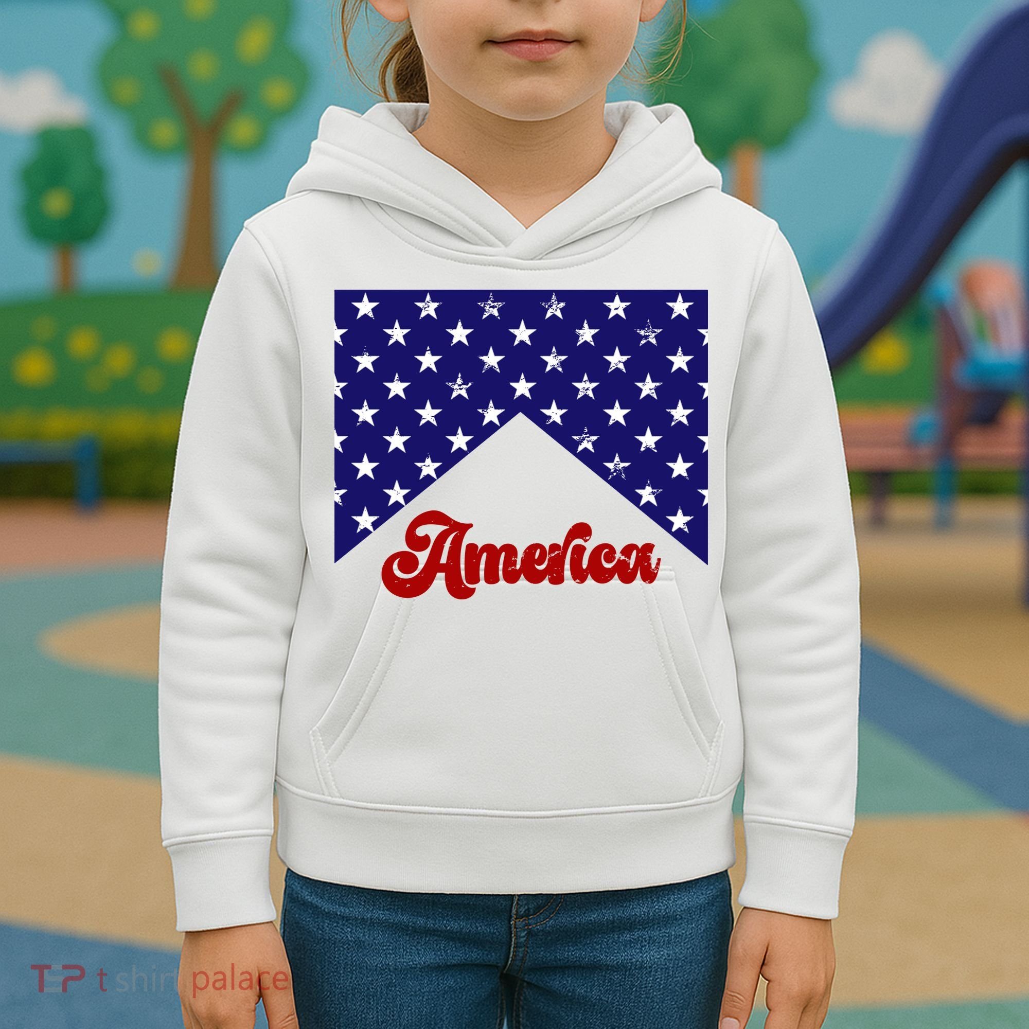 4th Of July Independence Day America Retro Pattern Kids Hoodie