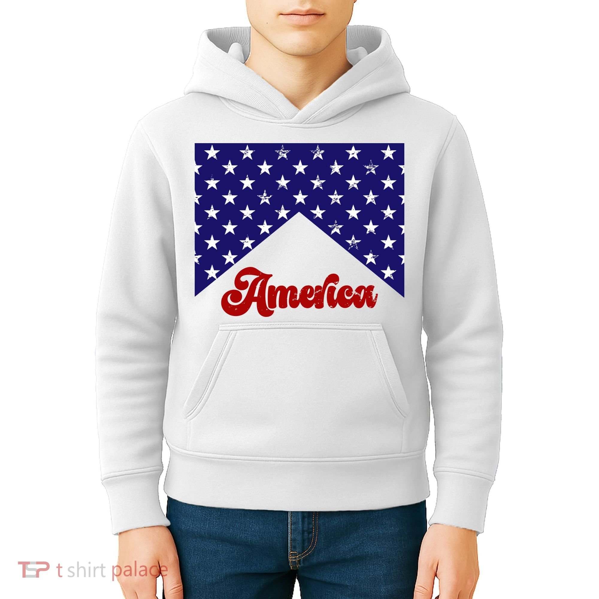 4th Of July Independence Day America Retro Pattern Kids Hoodie