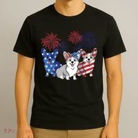 4th Of July American Flag Corgi Patriotic Dog Men Womens T-Shirt thumb 3