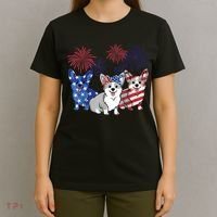 4th Of July American Flag Corgi Patriotic Dog Men Womens T-Shirt thumb 4