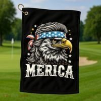 4th Of July Patriotic Funny Eagle July 4th Usa Merica Golf Towel thumb 1