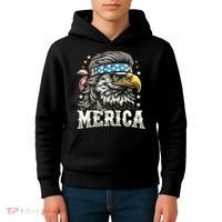 4th Of July Patriotic Funny Eagle July 4th Usa Merica Kids Hoodie thumb 4