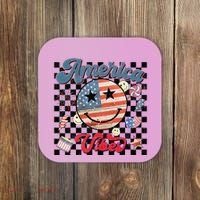 4th Of July Wo American Vibes Patriotic Coaster thumb 0