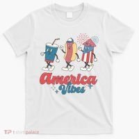 4th Of July America Vibes Hotdog Fireworks Food Retro T-Shirt thumb 0