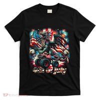 4th Of July Dragon Monster Truck Bald Eagle American Flag T-Shirt thumb 0