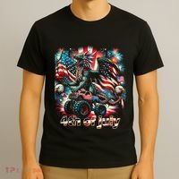 4th Of July Dragon Monster Truck Bald Eagle American Flag T-Shirt thumb 3