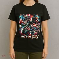 4th Of July Dragon Monster Truck Bald Eagle American Flag T-Shirt thumb 4