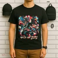4th Of July Dragon Monster Truck Bald Eagle American Flag T-Shirt thumb 6