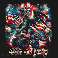 4th Of July Dragon Monster Truck Bald Eagle American Flag T-Shirt thumb 7