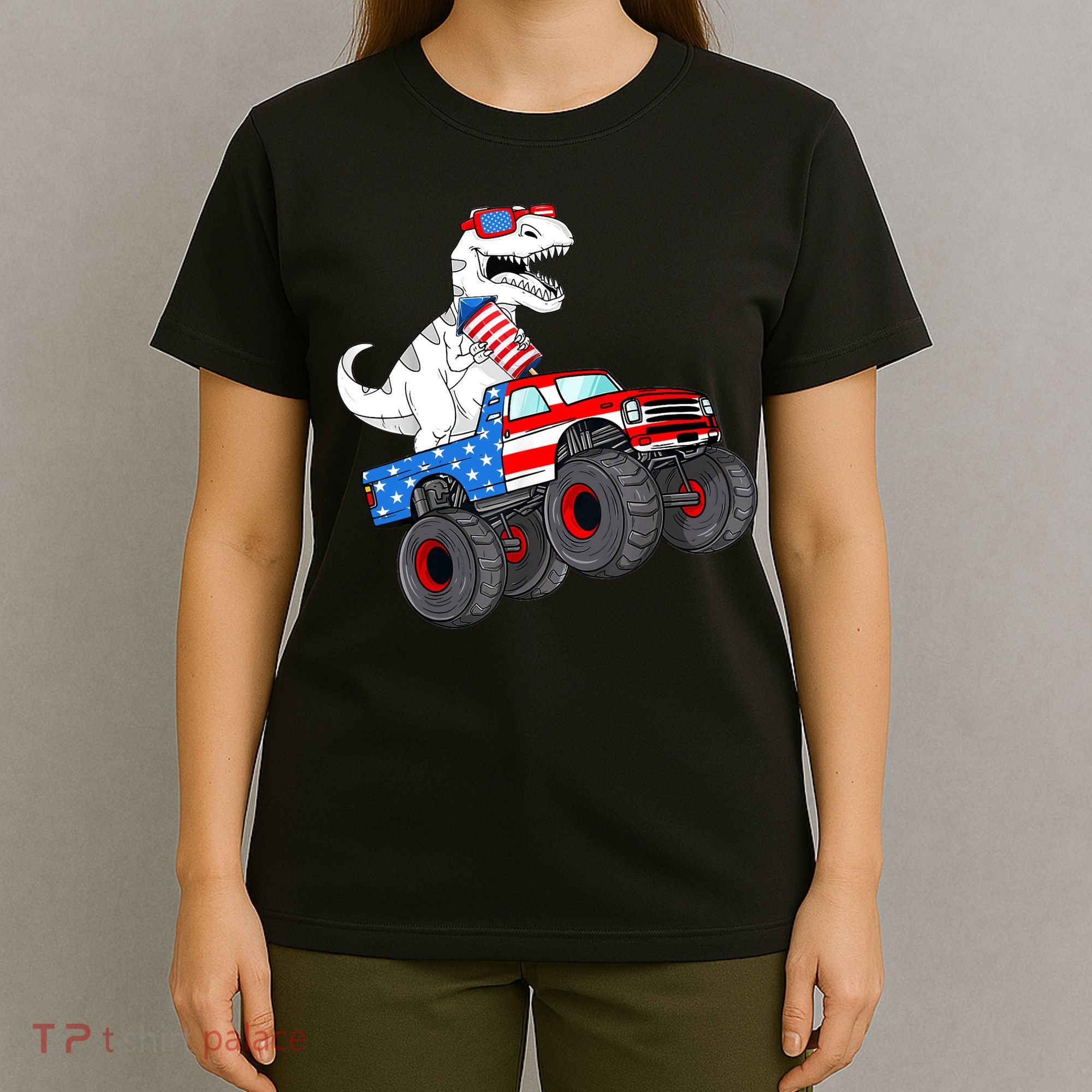 4th Of July T Rex Dino Trex Dinosaur Monster Truck Fireworks T-Shirt