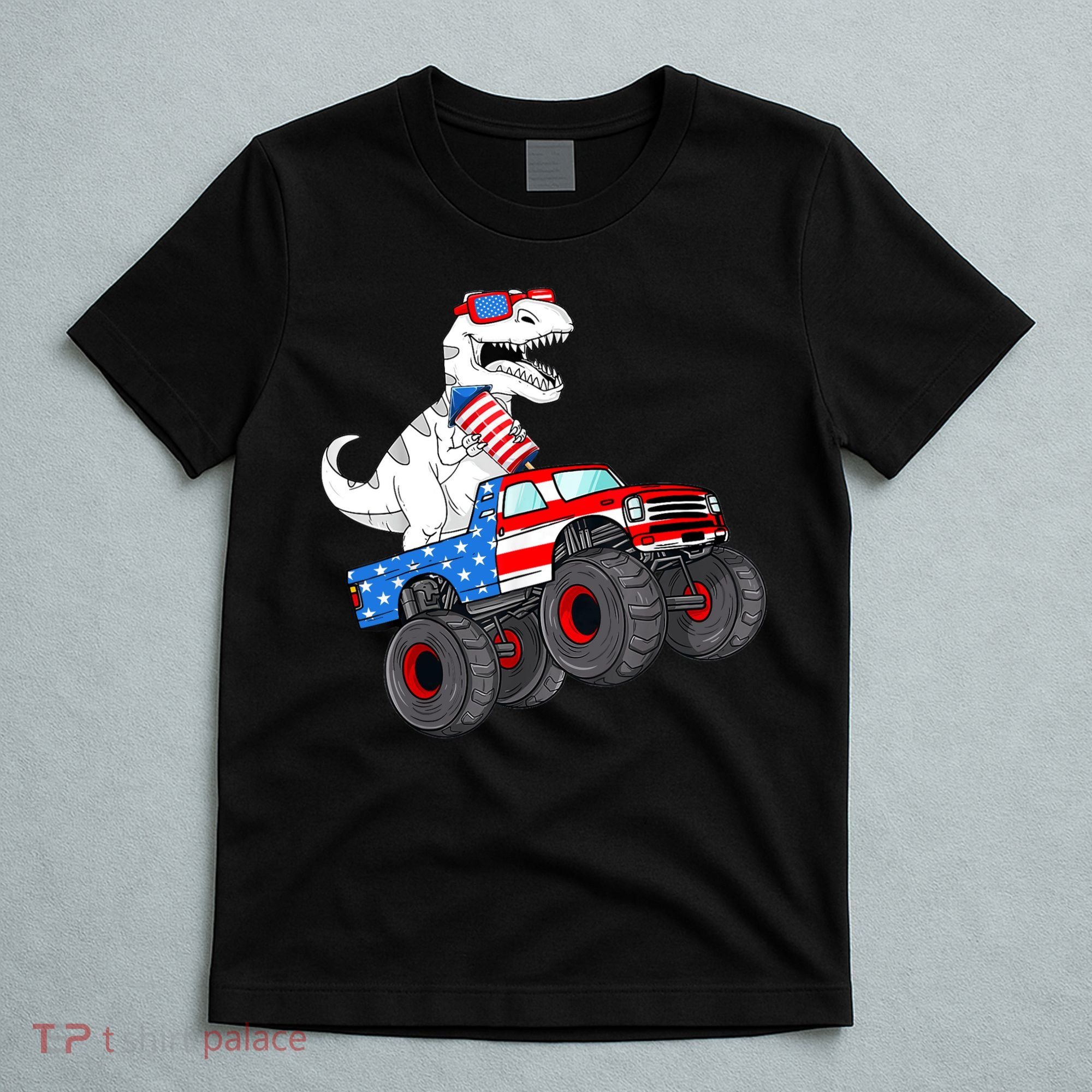 4th Of July T Rex Dino Trex Dinosaur Monster Truck Fireworks T-Shirt