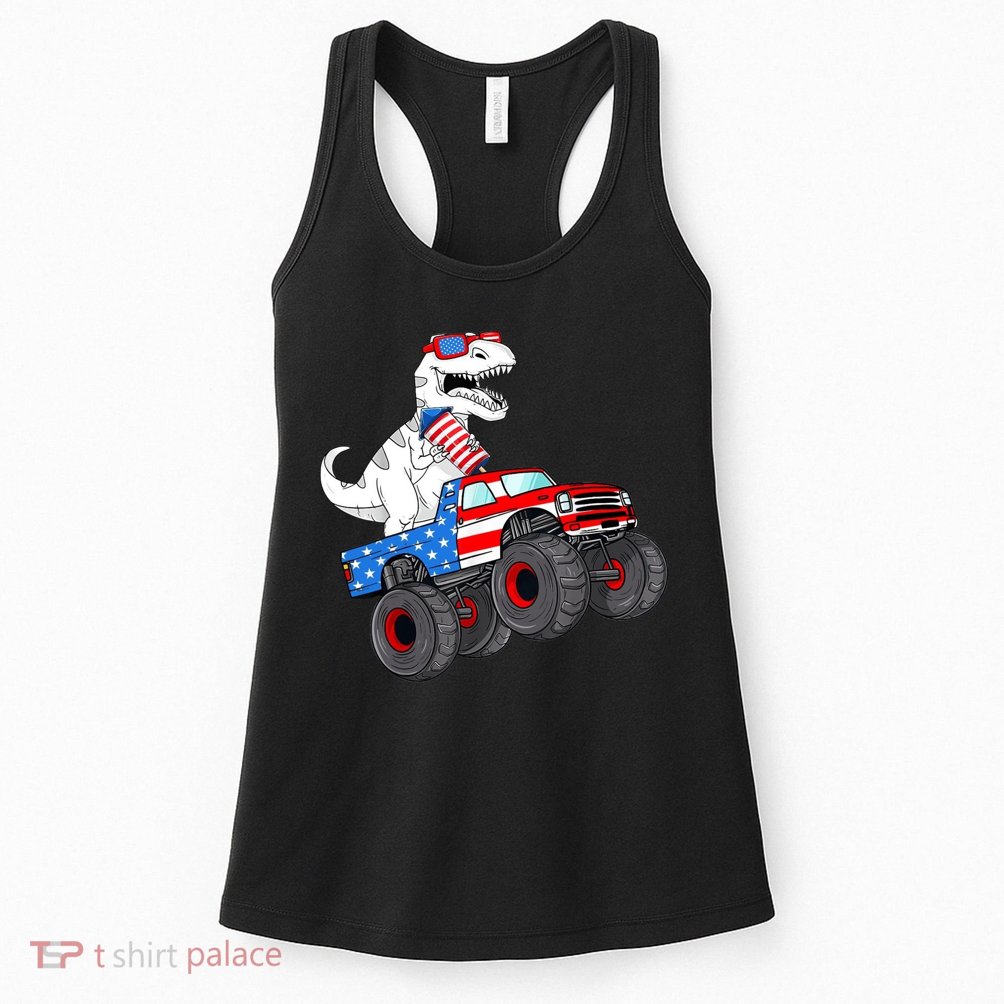 4th Of July T Rex Dino Trex Dinosaur Monster Truck Fireworks Women's Tank Top